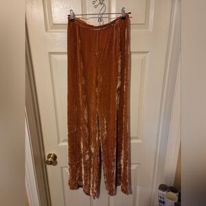 Emanuel Ungaro Orange Velvet Wide-Leg Pants